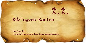 Könyves Karina névjegykártya